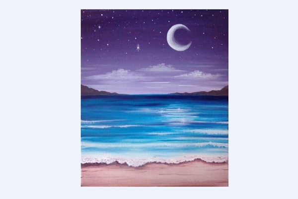 Paint Nite The Beach At Night Painting Classes Boston CourseHorse